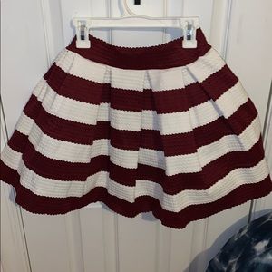 White and Maroon striped circle skirt, Boutique
